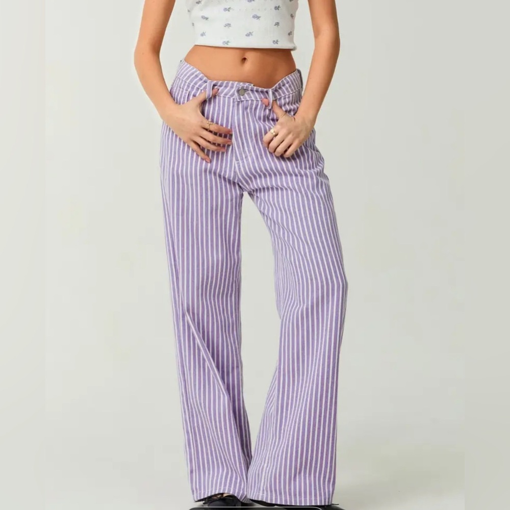 Striped Purple Flare Jeans
